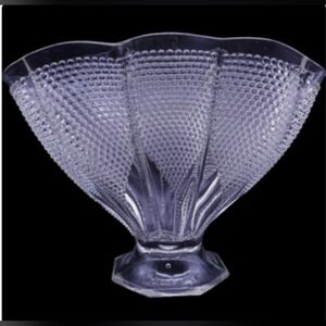 Vintage L.E. Smith Glass Clear Hobnail 1000 Eye Fan Vase
